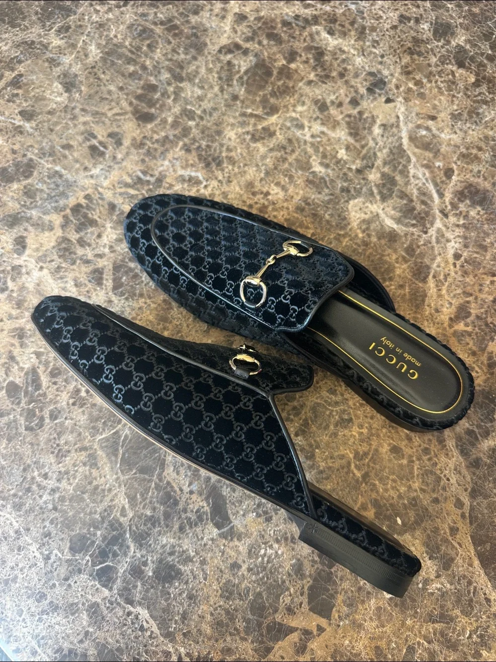 Gucci princetown slide black logo mocassin loafers flats sz 39